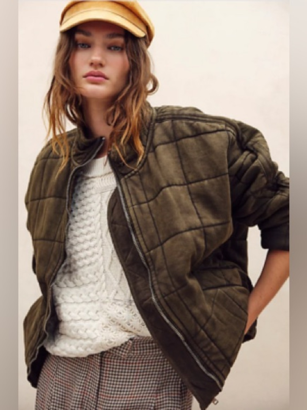 Free People XS Oversized Cotton Dolman Quilted Knit Jacket